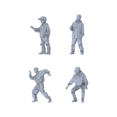 MRY-SFW LYTR624 Modern Street Trend Style Multi-Age Character Multi-Pose Four-Person Set Miniature Car Diorama Figures Scene Props Accessories Resin 3D Printed Resin Model Kit by SSMODEL