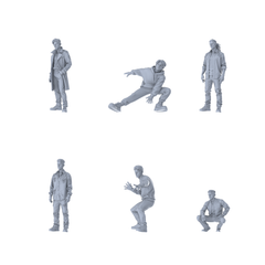 MRY-SFW LYTR614 Modern Multi-Style Youth Male Multi-Pose Six-Person Set Miniature Car Diorama Figures Scene Props Accessories Resin 3D Printed Resin Model Kit by SSMODEL