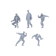 MRY-SFW LYTR628 Modern Street Trend Style Youth Male Multi-Pose Five-Person Set Miniature Car Diorama Figures Scene Props Accessories Resin 3D Printed Resin Model Kit by SSMODEL