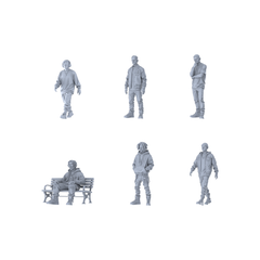 MRY-SFW LYTR605 Modern Street Style Youth Male Multi-Pose Six-Person Set Miniature Car Diorama Figures Scene Props Accessories Resin 3D Printed Resin Model Kit by SSMODEL