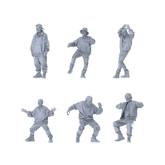 MRY-SFW LYTR602 Modern Street Style Elderly Hip-Hop Pose Six-Person Set Miniature Car Diorama Figures Scene Props Accessories Resin 3D Printed Resin Model Kit by SSMODEL