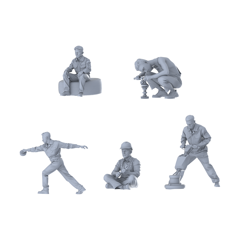 MRY-SFW LYTR596B Modern Workwear Style Floor Polisher Operating Male Single 3D Printed Resin Model Kit by SSMODEL