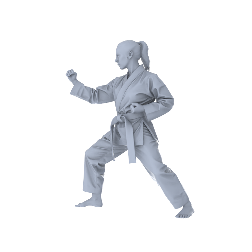 Detail view of MRY-SFW LYTR560 Modern Dojo Karate Practitioners Pose Group of 5 Miniature Car Diorama Figures Scene Props Accessories Resin Model