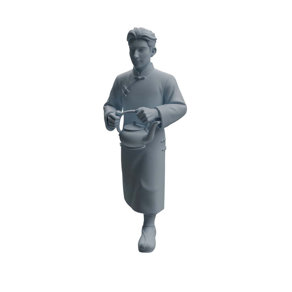 Detail view of MRY-SFW LYTR985 Republic of China Teahouse Waiter Character Modern Model 4 pcs Model