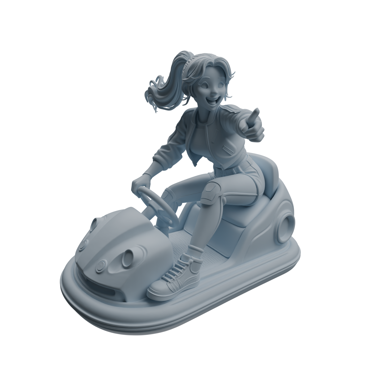 Detail view of MRY-SFW LYTR1051 Amusement Park Bumper Car Female Character Modern Model 4 pcs Model