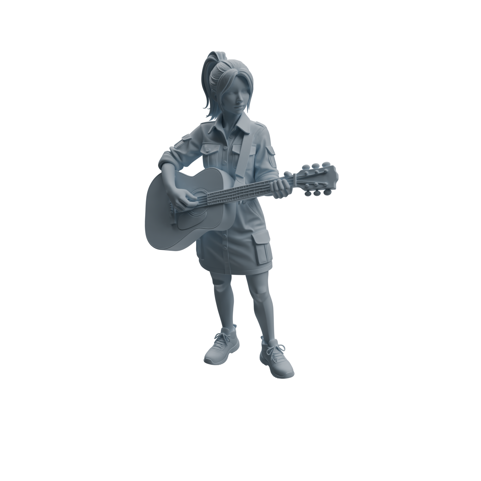 Detail view of MRY-SFW LYTR1026 Outdoor Guitar Playing Female Character Modern Model 3 pcs Model