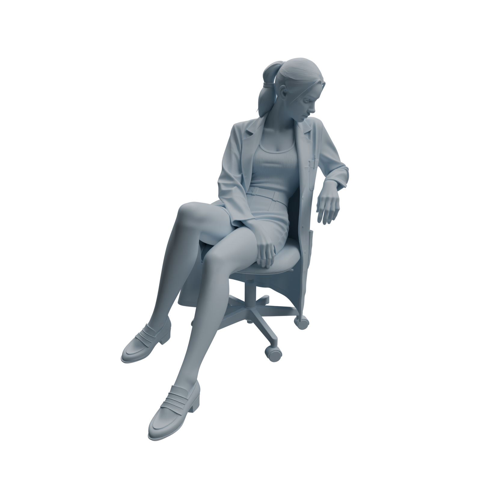 Detail view of MRY-SFW LYTR1007 Female Doctor with Stethoscope Character Modern Model 3 pcs Model