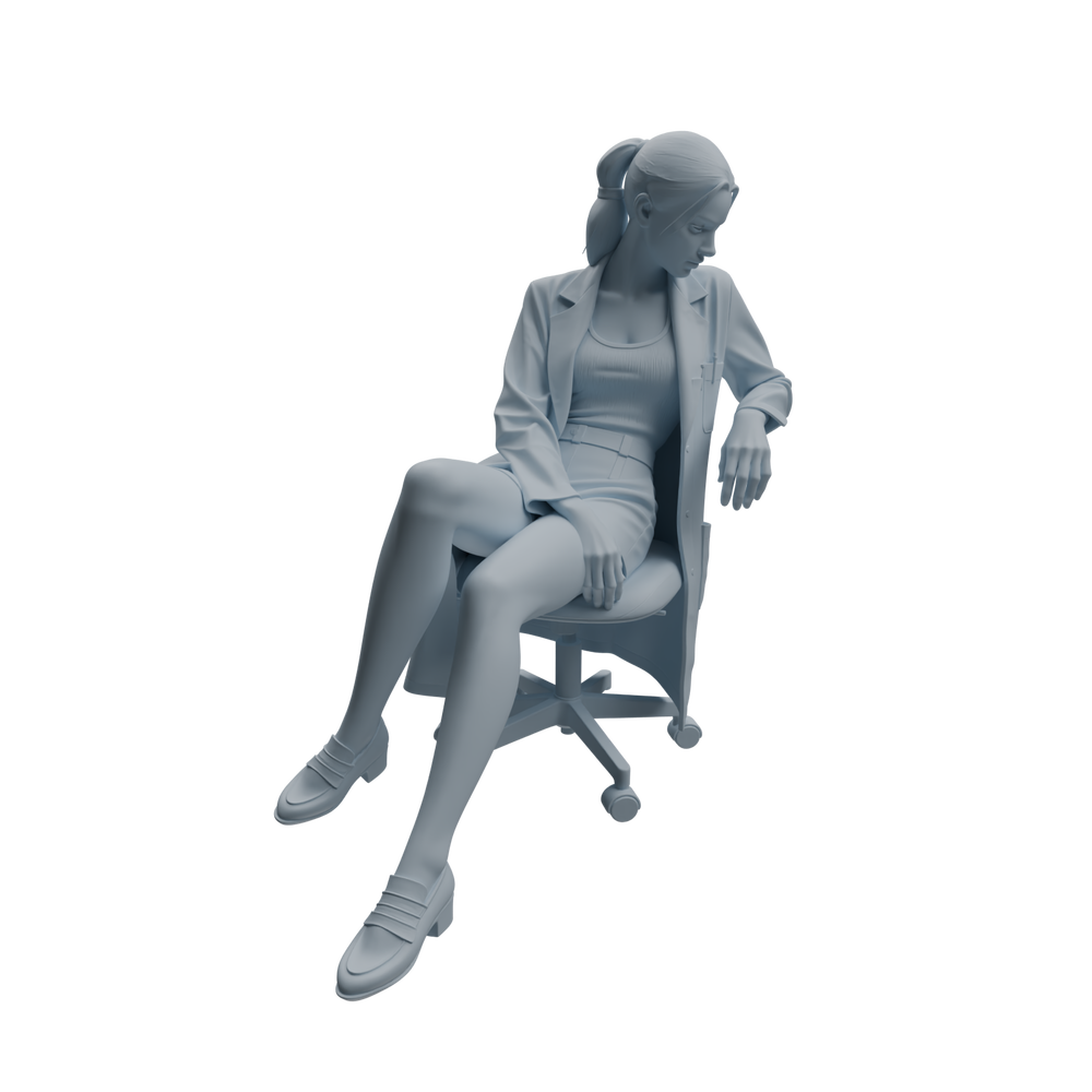 Detail view of MRY-SFW LYTR1007 Female Doctor with Stethoscope Character Modern Model 3 pcs Model