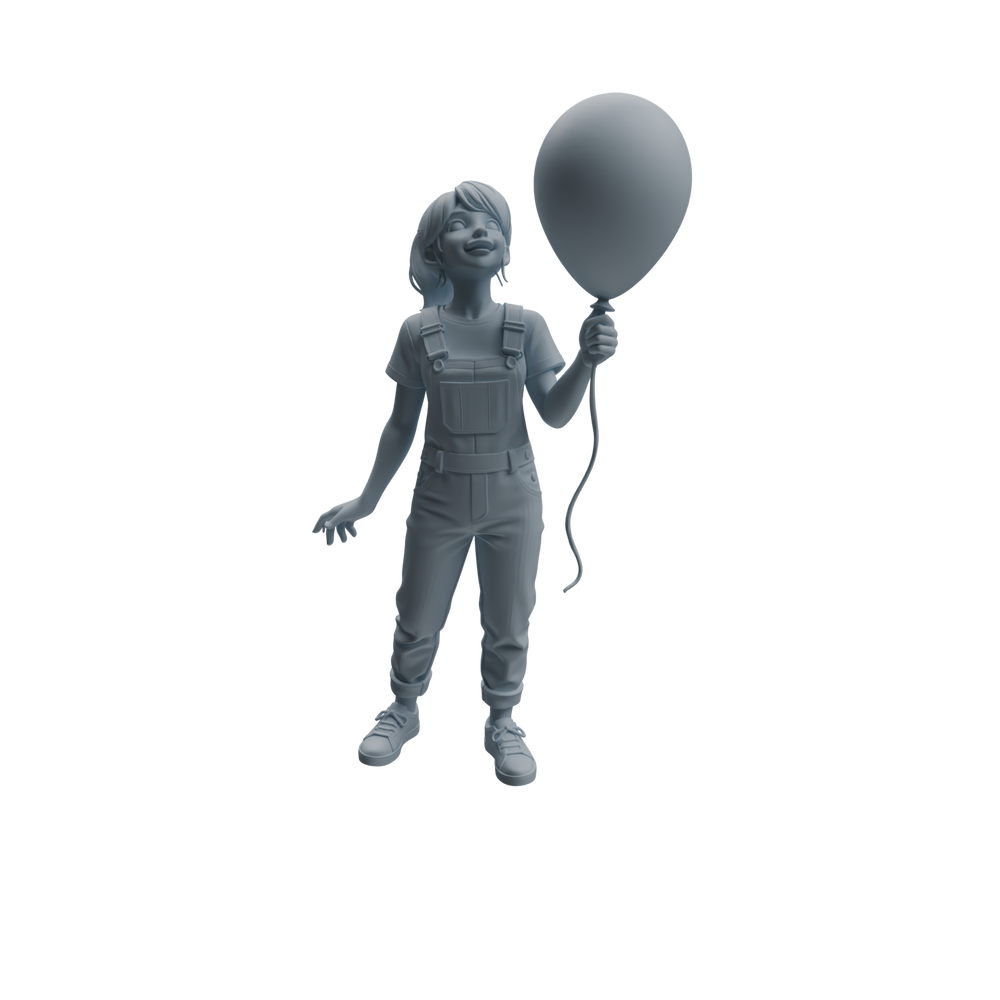 Detail view of MRY-SFW LYTR1032 Amusement Park Themed People Holding Balloons Character Modern Model 4 pcs Model