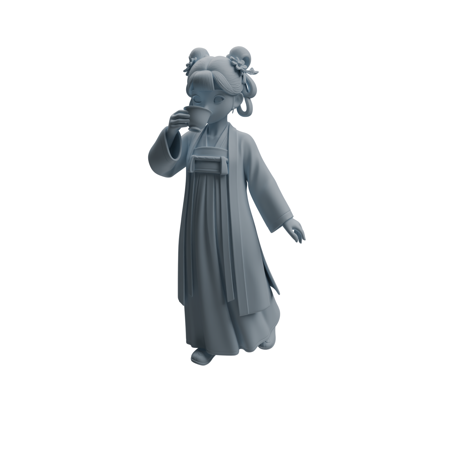 Detail view of MRY-SFW LYTR982 Ancient Lady Tea Ceremony Character Modern Model 3 pcs Model