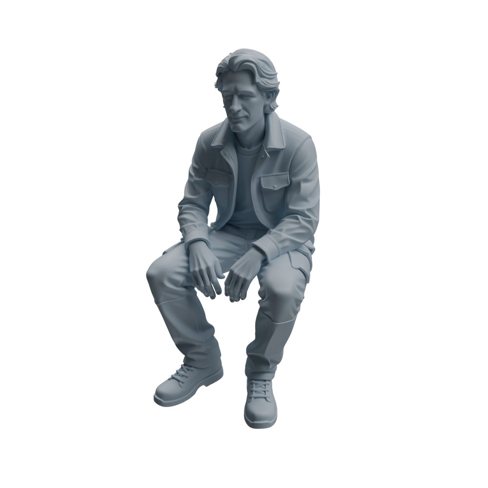 Detail view of MRY-SFW LYTR1012 Outdoor Casual Sitting Male Character Modern Model 4 pcs Model