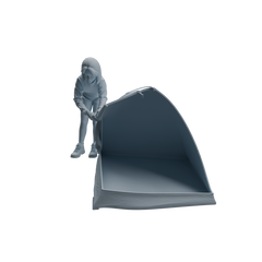 Detail view of MRY-SFW LYTR1017 Female Camping Character with Tent Modern Model 4 pcs Model