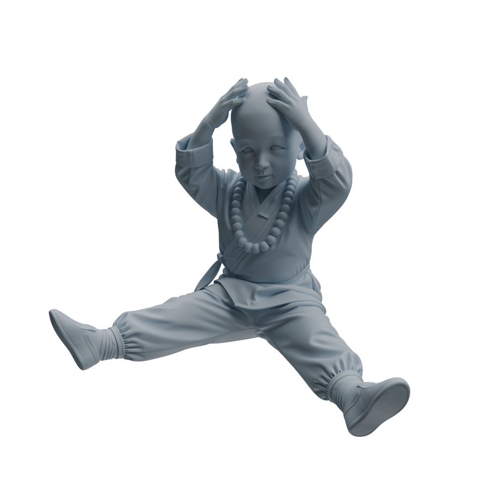 Detail view of MRY-SFW LYTR1072 Little Monk with Kung Fu Actions Character Modern Model 3 pcs Model