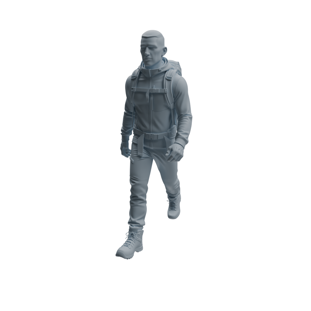 Detail view of MRY-SFW LYTR1022 Male Camping Preparation Character Modern Model 4 pcs Model