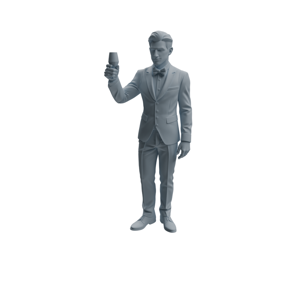 Detail view of MRY-SFW LYTR932 Bar Bartender Man Character Modern Model 3 pcs Model