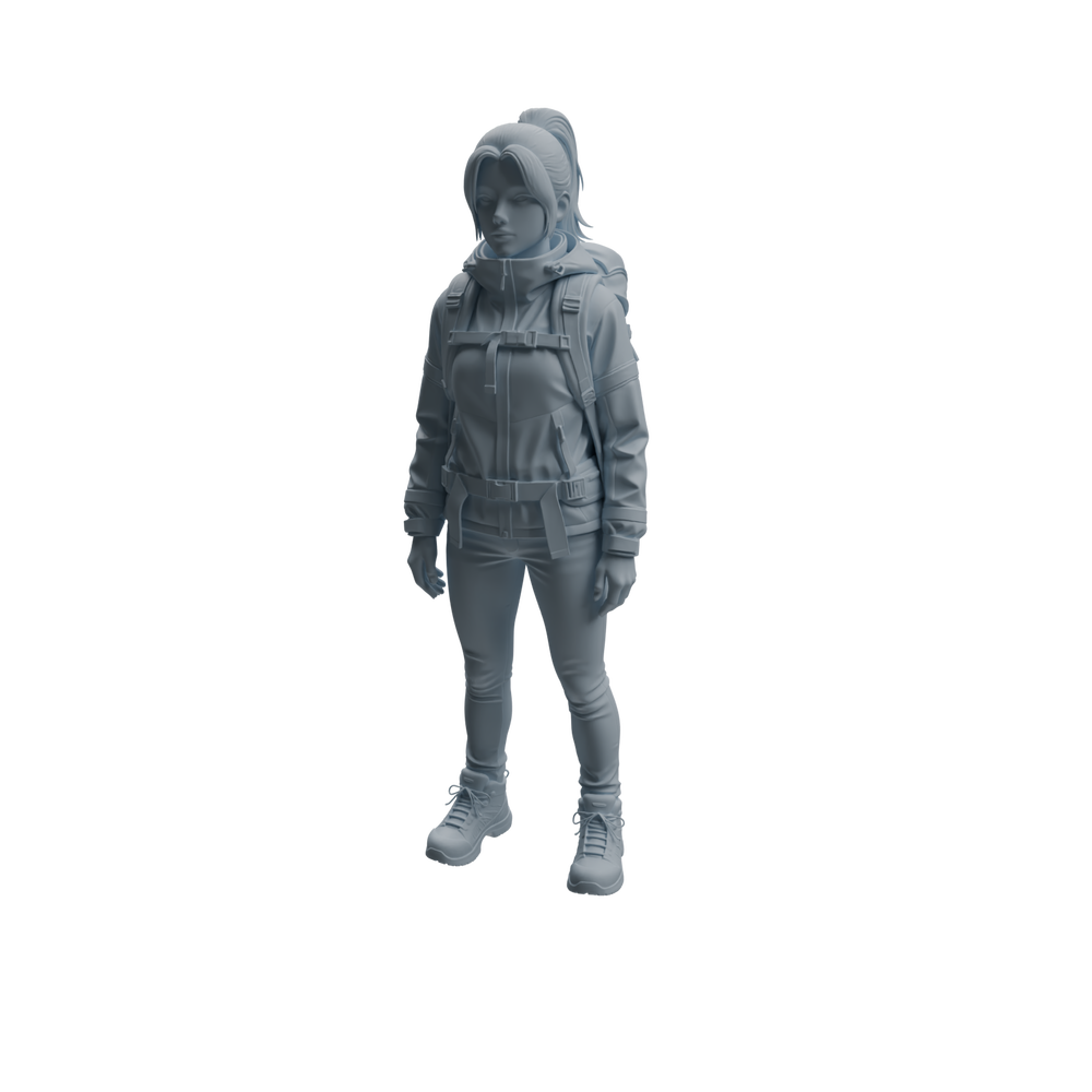 Detail view of MRY-SFW LYTR1018 Camping and Hiking Female Character Modern Model 4 pcs Model