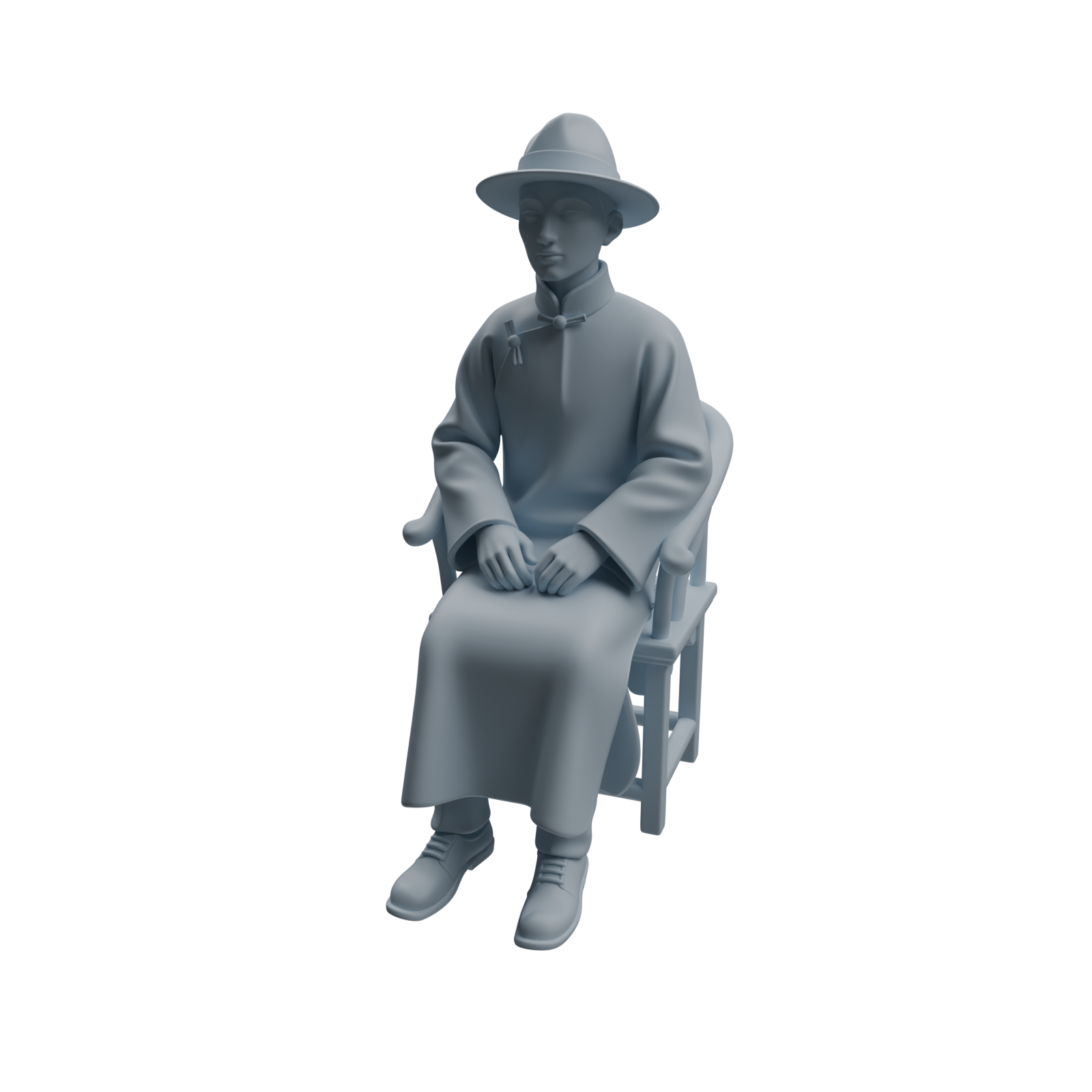 Detail view of MRY-SFW LYTR980 Republic of China Scholar Tea Character Modern Model 3 pcs Model