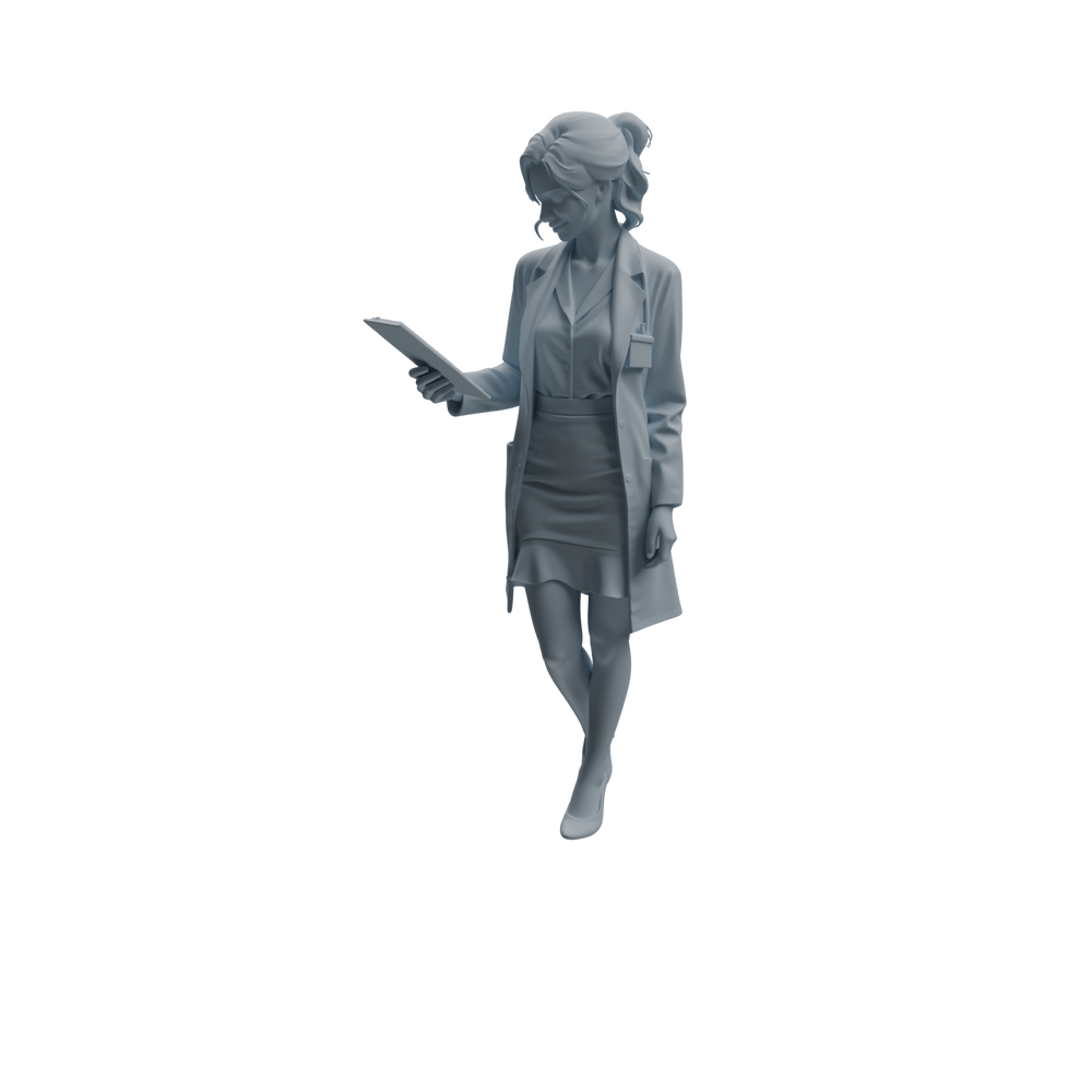 Detail view of MRY-SFW LYTR1004 Female Medical Staff in Uniform Character Modern Model 4 pcs Model