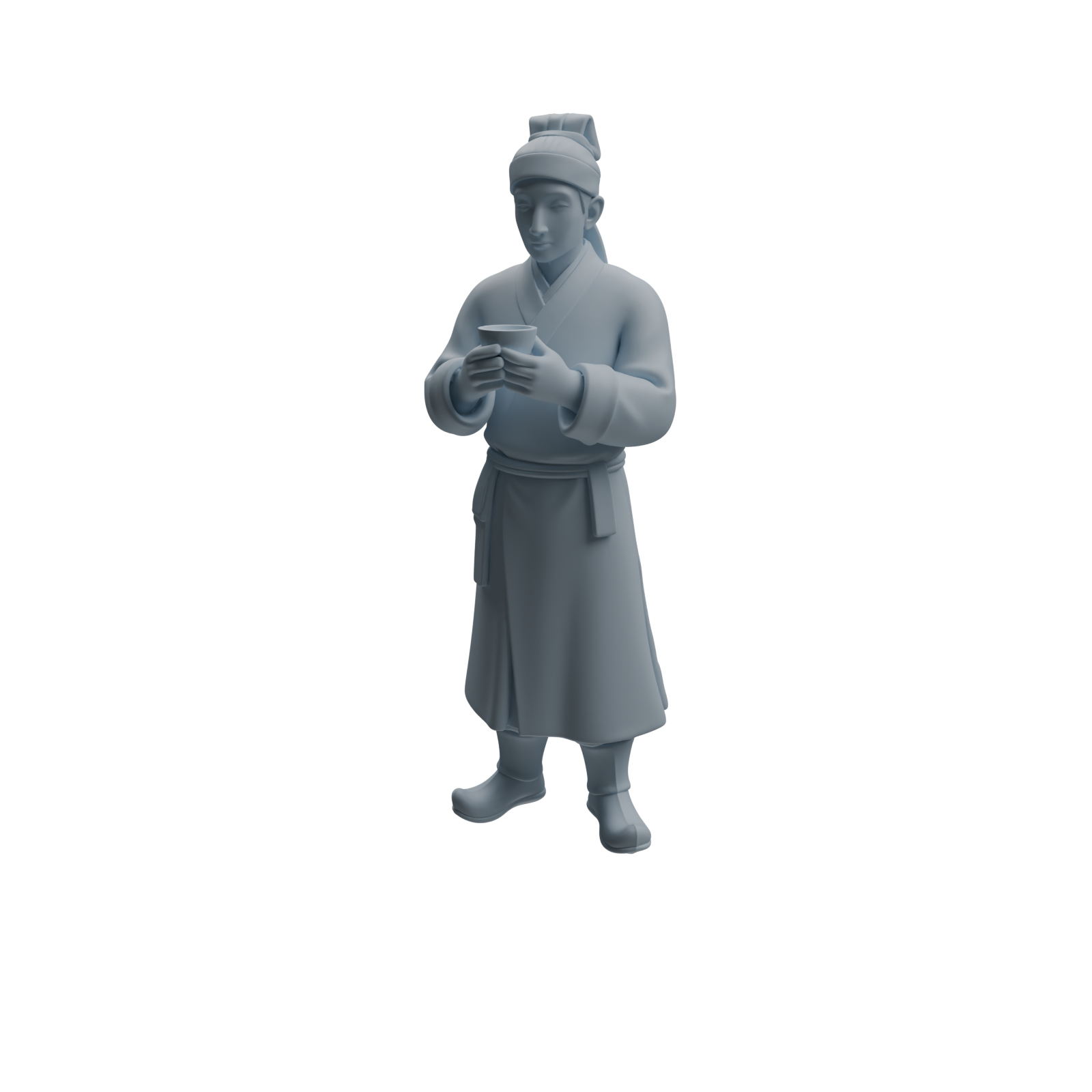Detail view of MRY-SFW LYTR981 Ancient Cup-Holding Scholar Character Modern Model 3 pcs Model