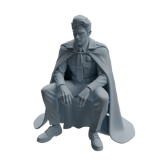 Detail view of MRY-SFW LYTR950 Cloak Uniform Sitting Male Character Modern Model 3 pcs Model