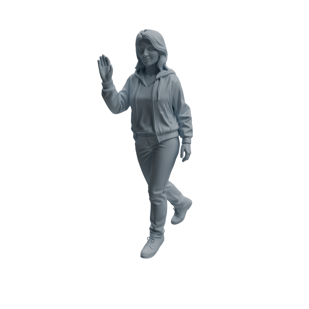 Detail view of MRY-SFW LYTR1060 Casual Sitting & Waving Character Modern Model 3 pcs Model