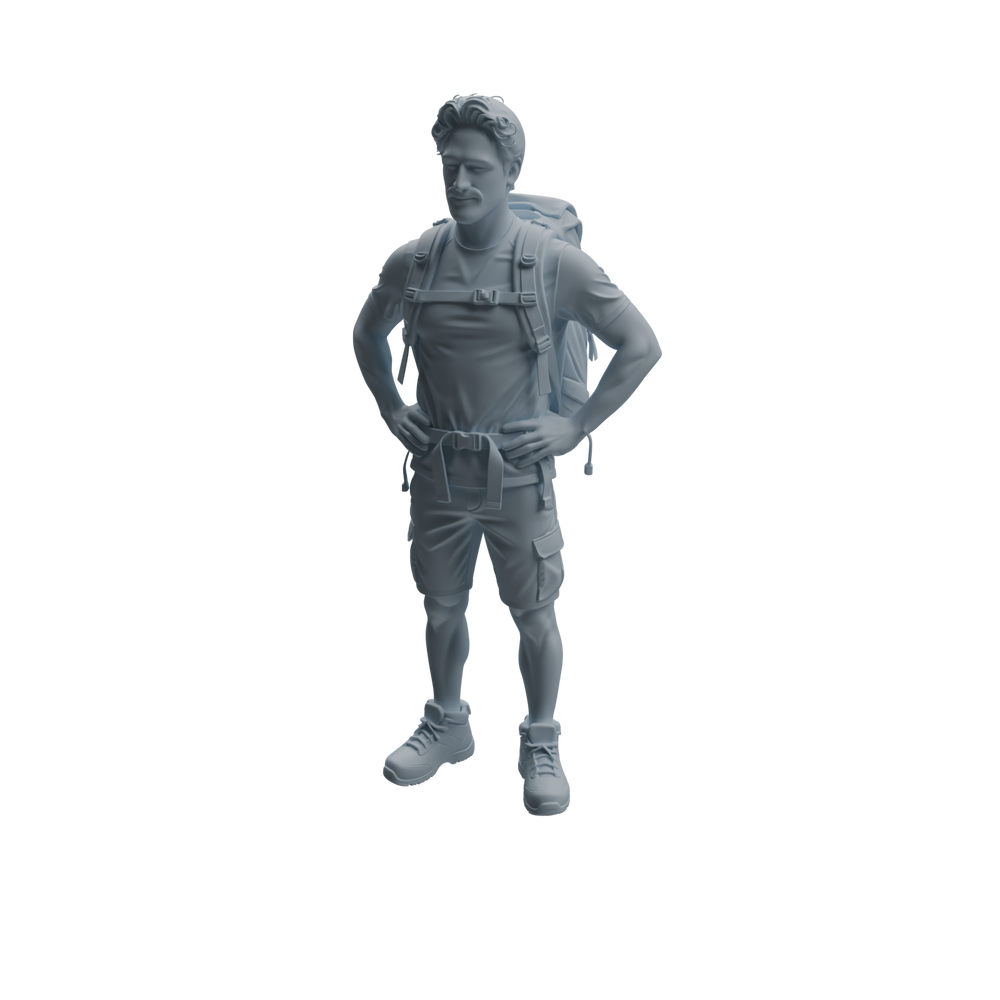 Detail view of MRY-SFW LYTR1014 Adventure Camping Male Character Modern Model 4 pcs Model