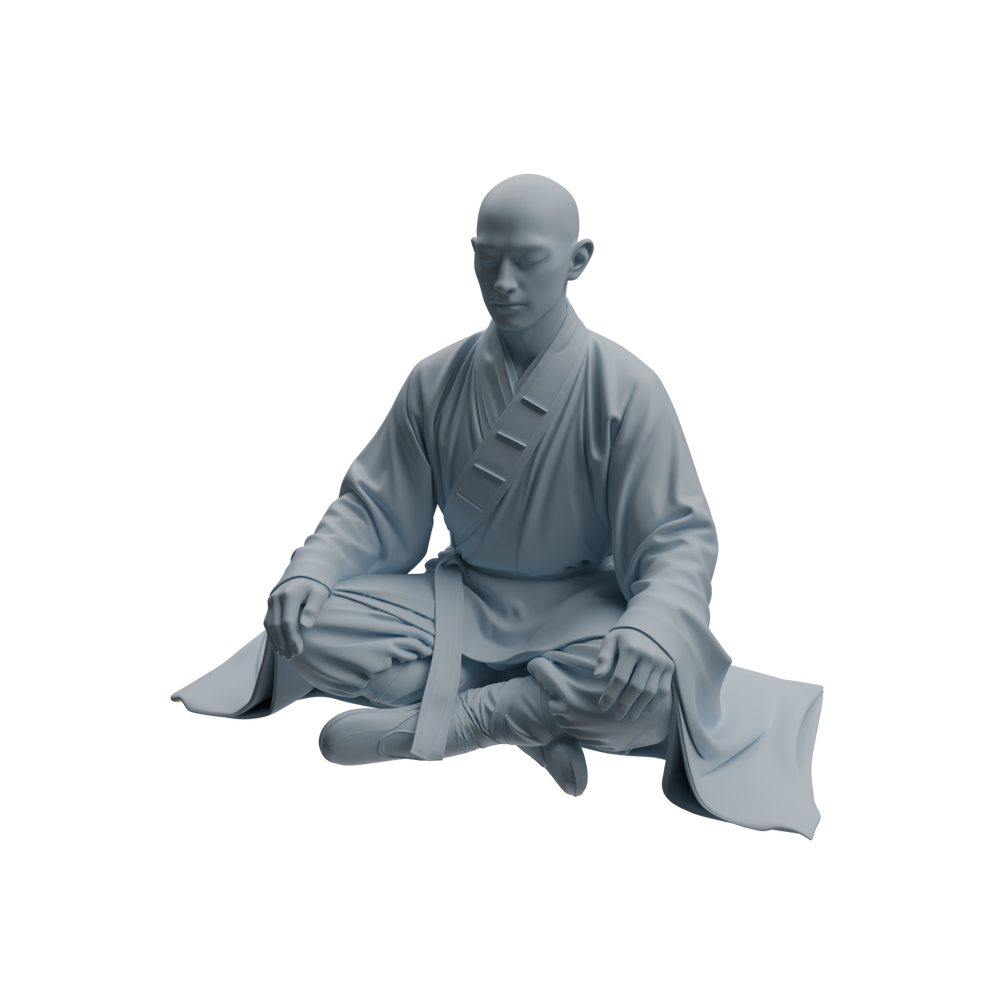 Detail view of MRY-SFW LYTR1078 Martial Arts and Meditating Monk Character Modern Model 3 pcs Model
