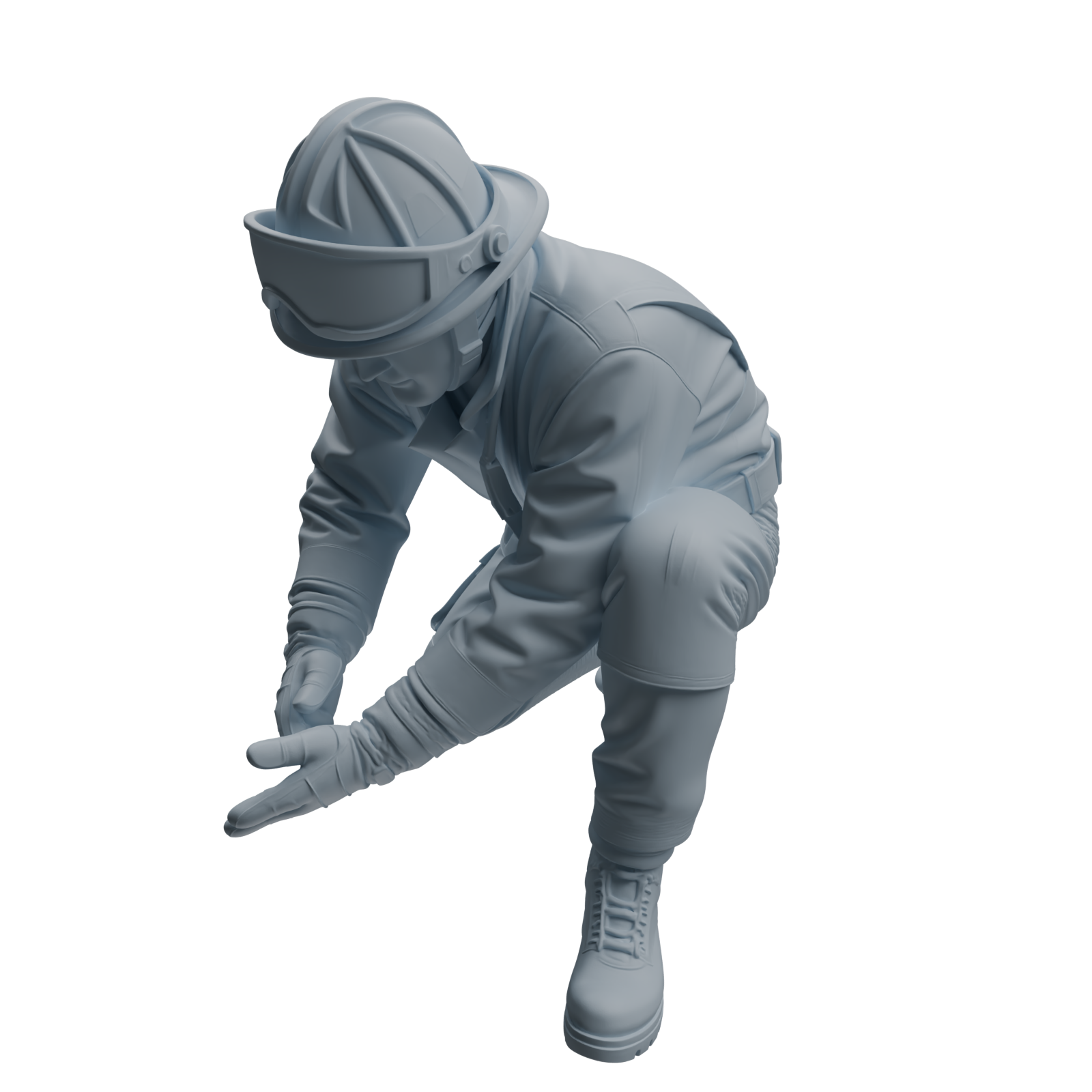 Detail view of MRY-SFW LYTR1064 Firefighter with Equipment Character Modern Model 4 pcs Model