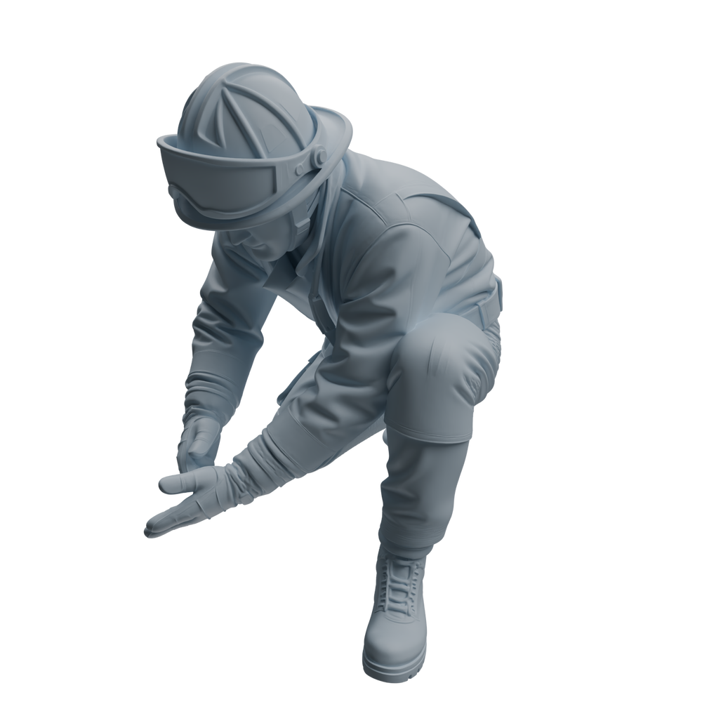 Detail view of MRY-SFW LYTR1064 Firefighter with Equipment Character Modern Model 4 pcs Model