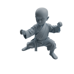 Detail view of MRY-SFW LYTR1079 Kung Fu Pose Little Monk Character Modern Model 3 pcs Model