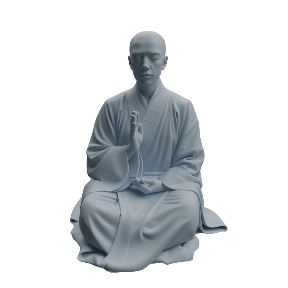 Detail view of MRY-SFW LYTR1081 Buddha-worshipping Monk Character Modern Model 4 pcs Model