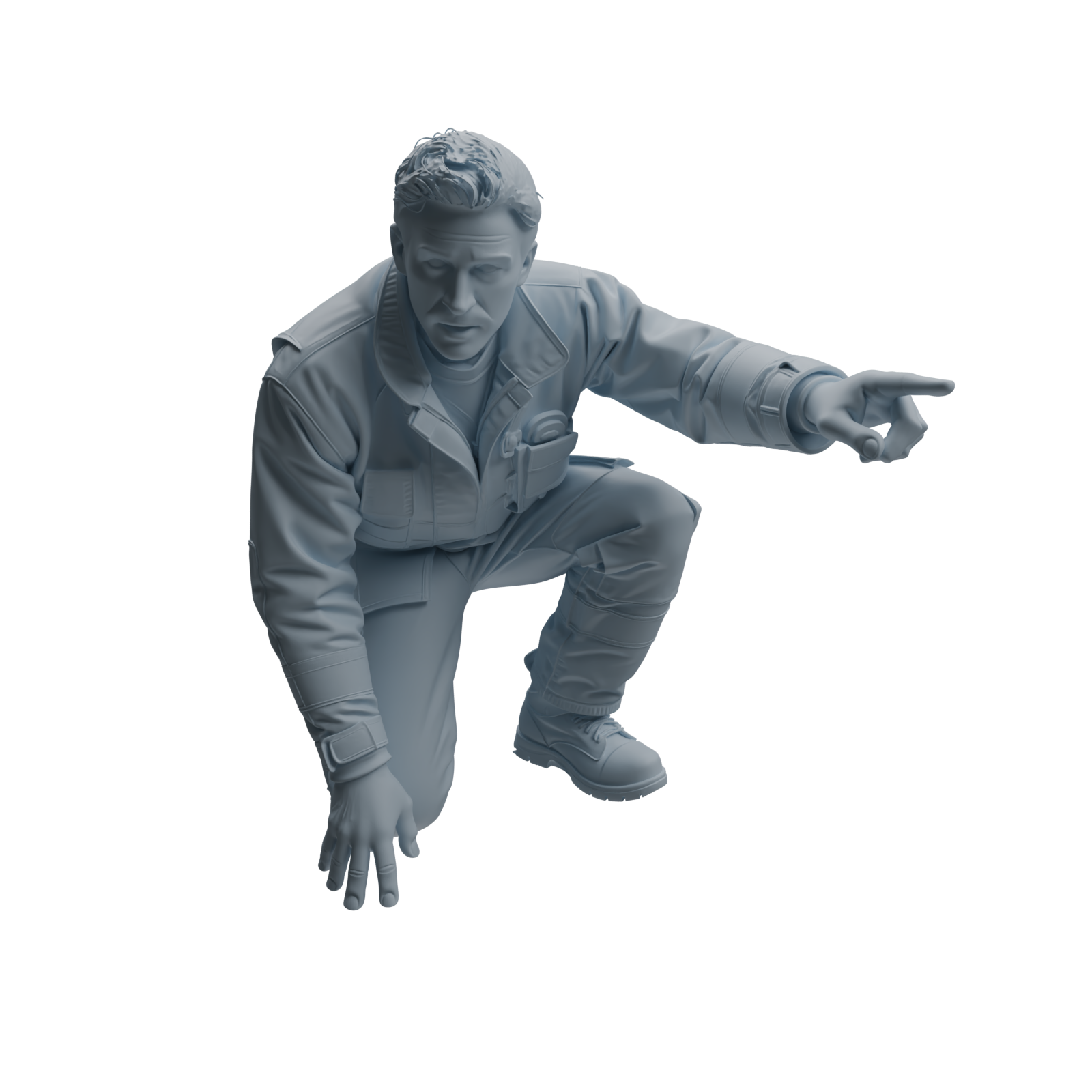 Detail view of MRY-SFW LYTR1065 Rescue Command Pose Firefighter Character Modern Model 3 pcs Model