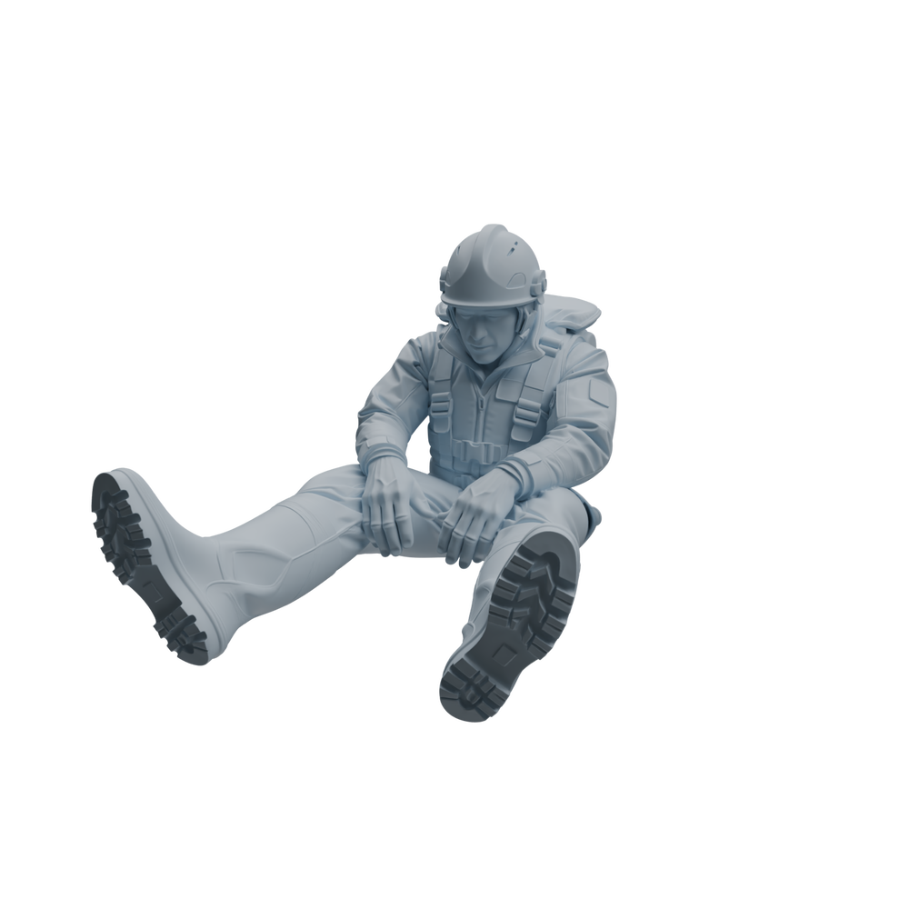 Detail view of MRY-SFW LYTR1068 Water Rescue Sitting Pose Firefighter Character Modern Model 4 pcs Model
