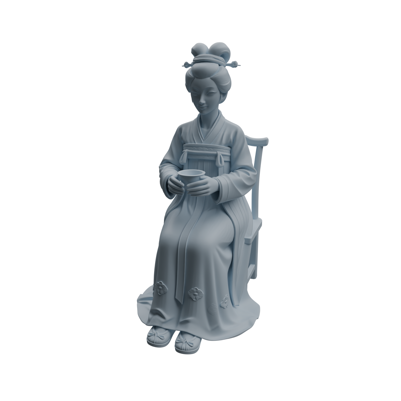 Detail view of MRY-SFW LYTR983 Ancient Lady Tea Tasting Character Modern Model 3 pcs Model