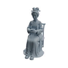 Detail view of MRY-SFW LYTR983 Ancient Lady Tea Tasting Character Modern Model 3 pcs Model