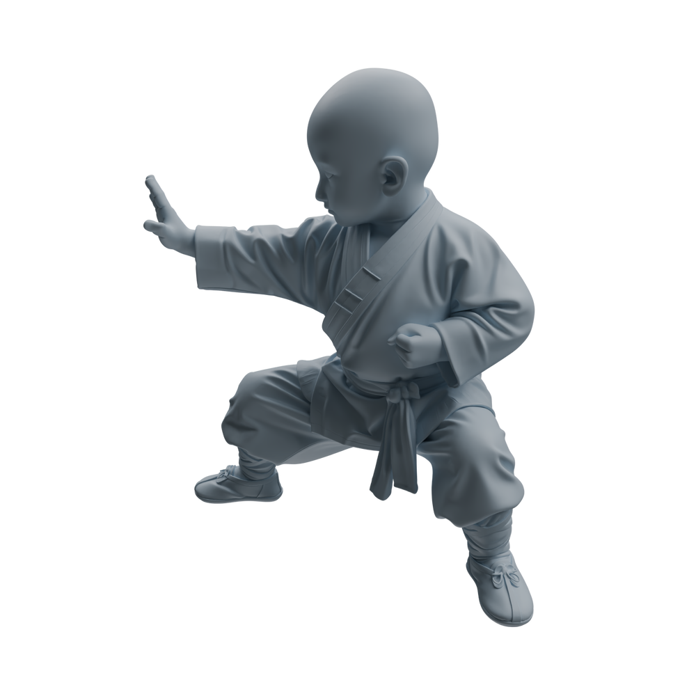 Detail view of MRY-SFW LYTR1070 Kung Fu Little Monk Style Character Modern Model 4 pcs Model