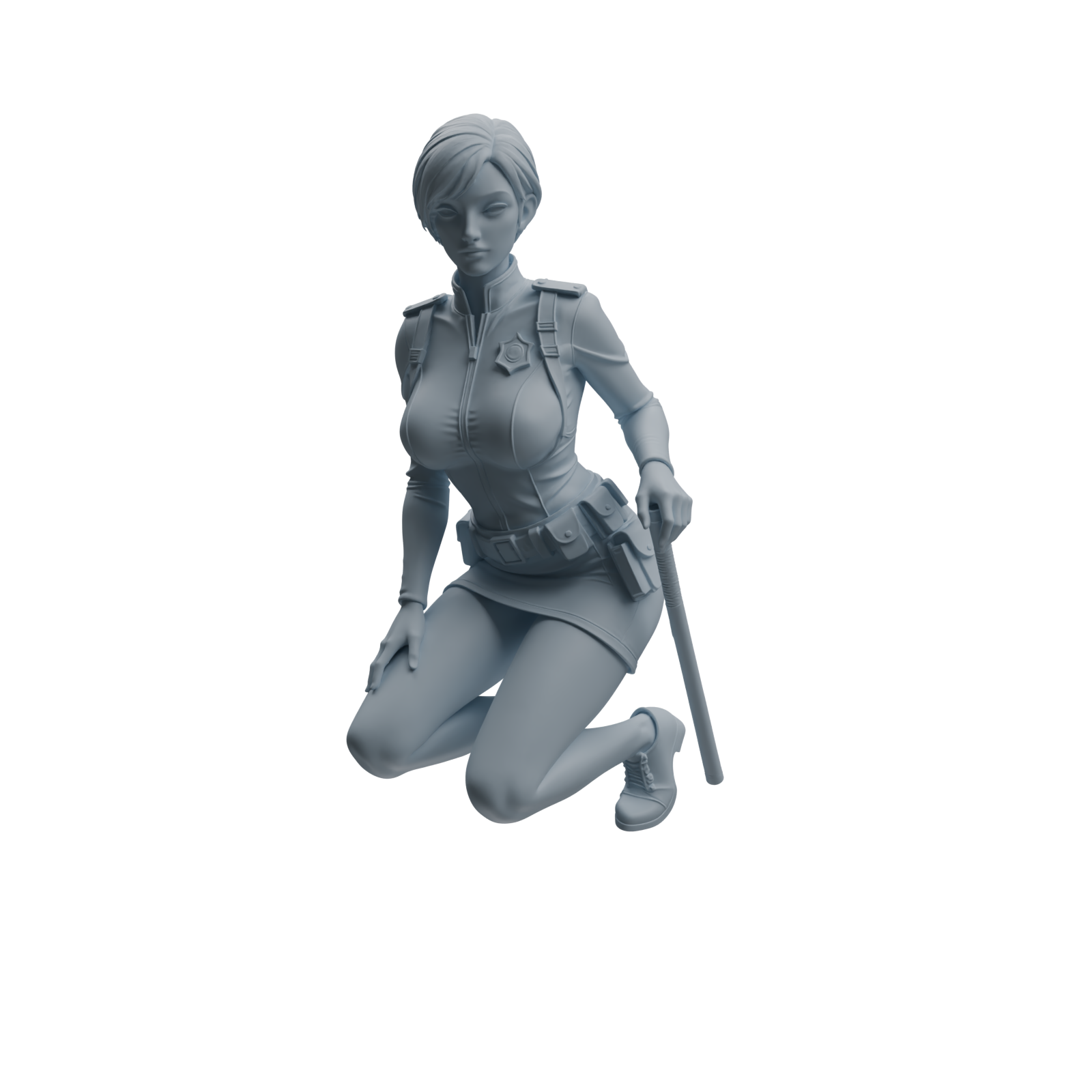 Detail view of MRY-SFW LYTR955 Seated Female Police Officer Character Modern Model 4 pcs Model