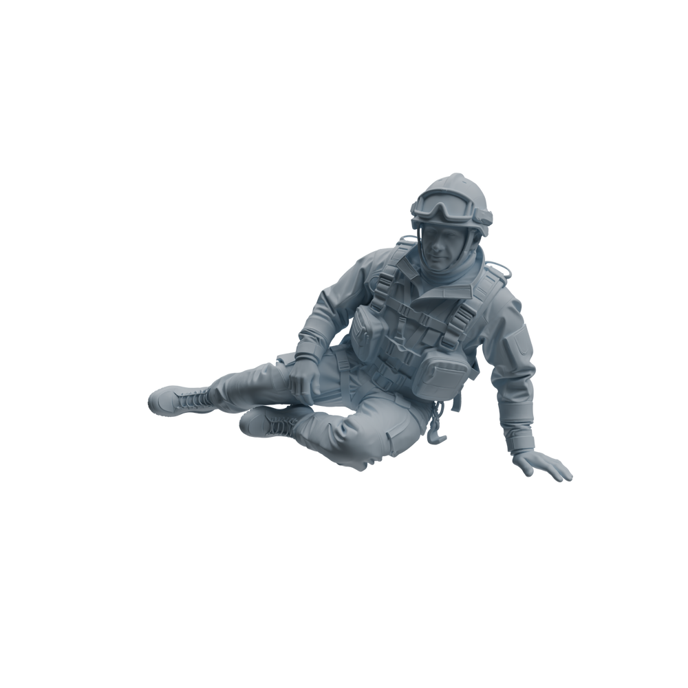 Detail view of MRY-SFW LYTR1067 Rescue Tactical Pose Firefighter Character Modern Model 3 pcs Model