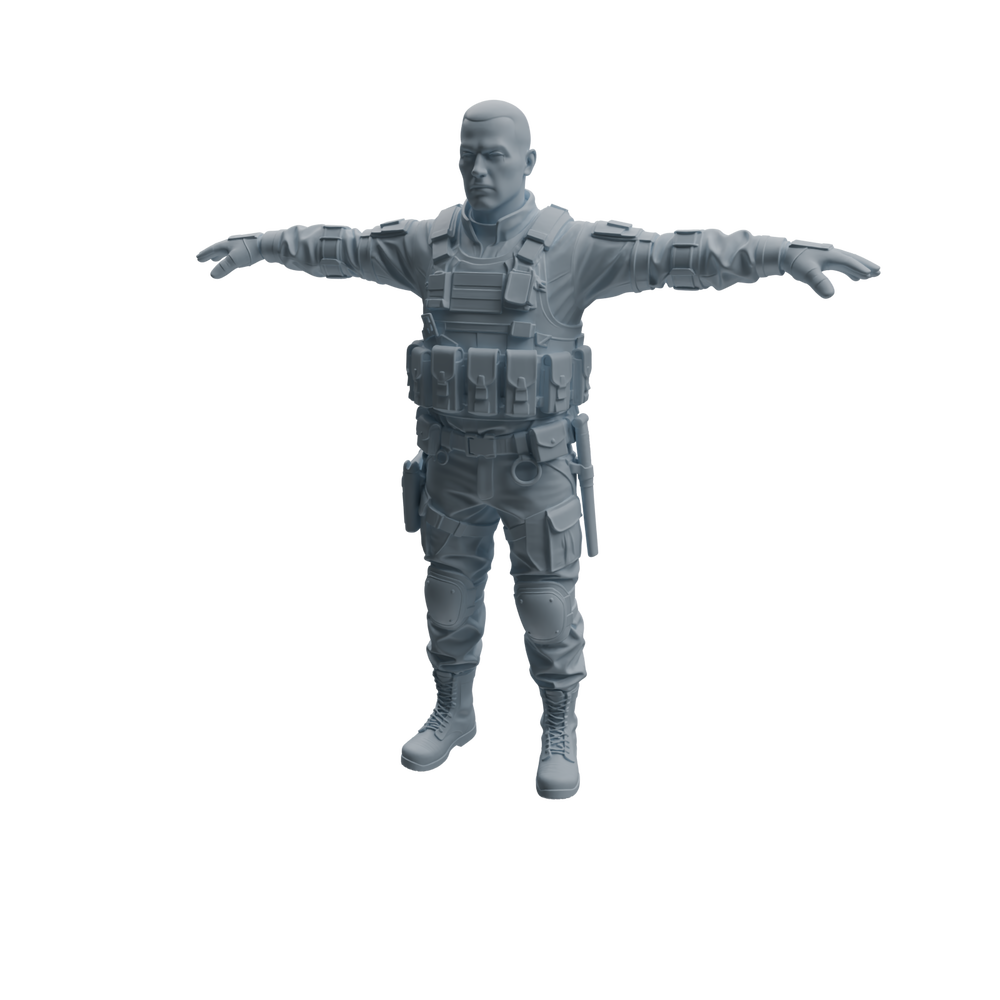 Detail view of MRY-SFW LYTR954 Tactical Gear SWAT Officer Character Modern Model 4 pcs Model