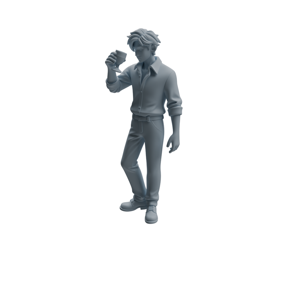Detail view of MRY-SFW LYTR937 Bar Guest Man Character Modern Model 3 pcs Model