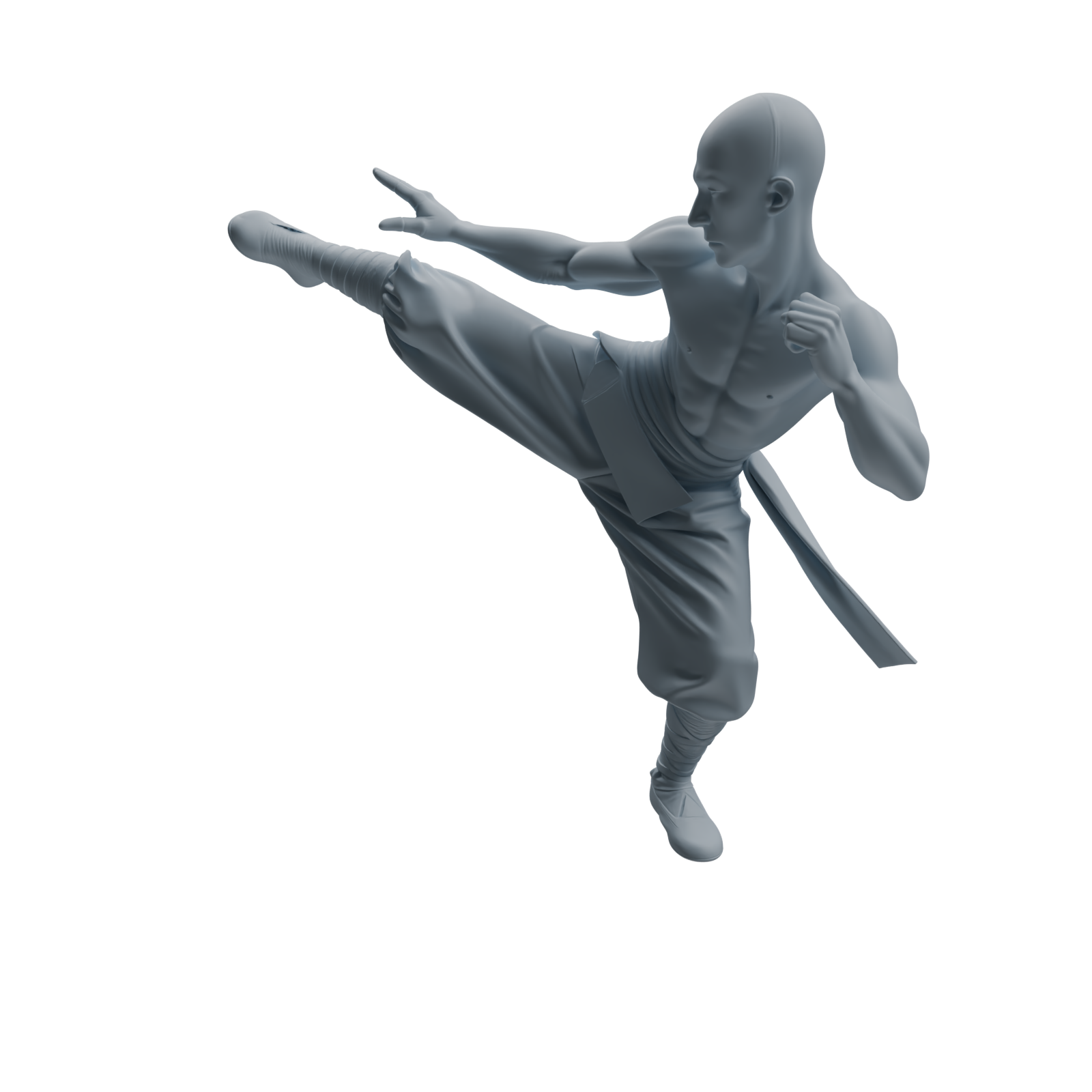 Detail view of MRY-SFW LYTR1074 Kung Fu Kicking Monk Character Modern Model 4 pcs Model