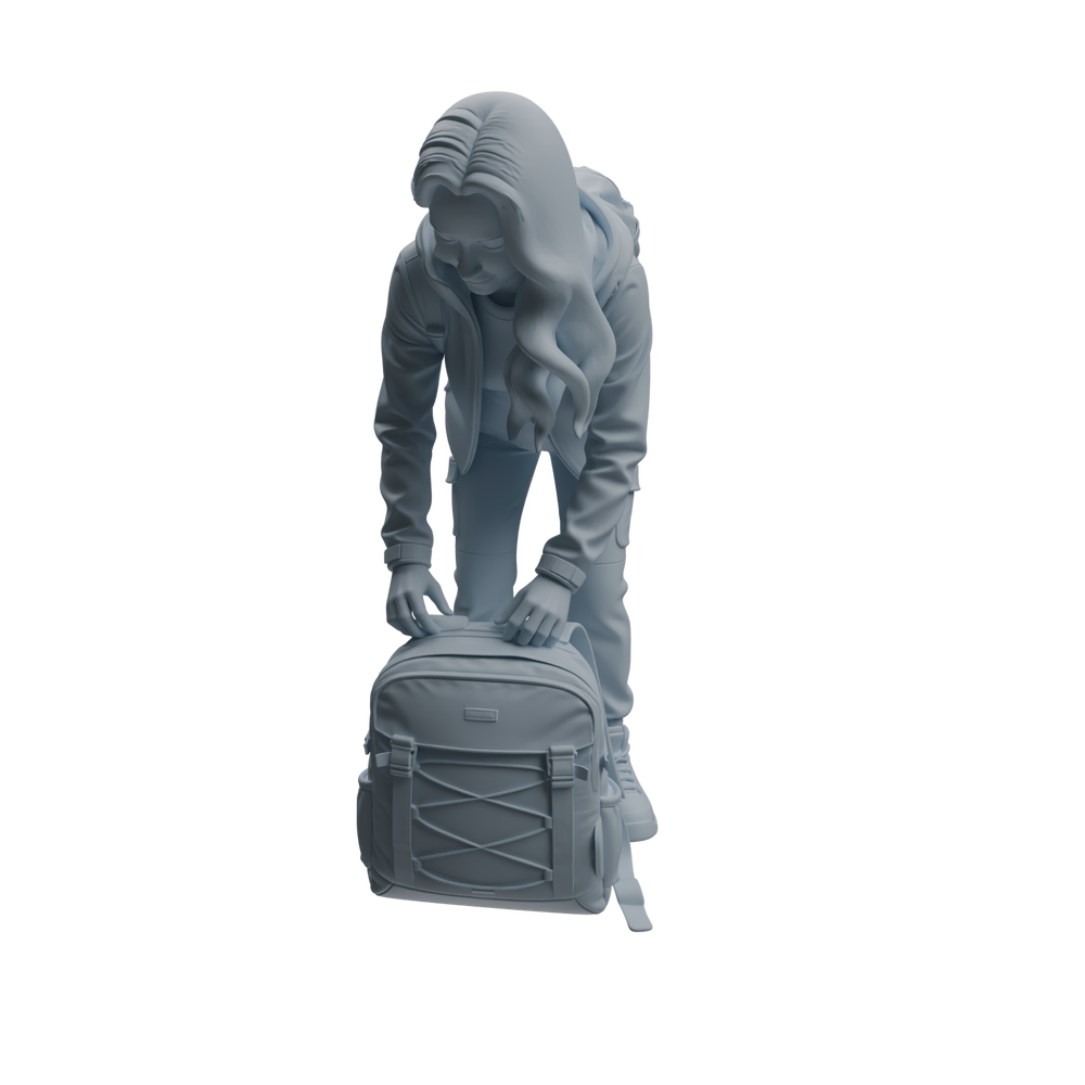 Detail view of MRY-SFW LYTR1028 Outdoor Backpack Organizing Female Character Modern Model 3 pcs Model