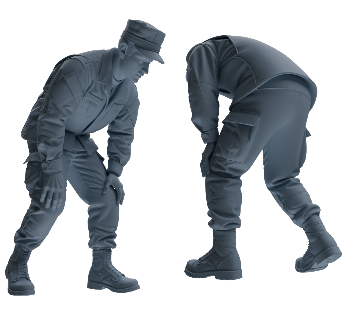 MRY-SFW SSTR185 Miniatures Soldier Model Kit Combat Engineer Soldier Pose Modern Model 4 pcs