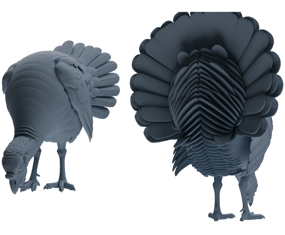 Detail view of MRY-SFW LYTR840 Turkey Pose Model 4 pcs Miniature Car Diorama Figures Scene Props Accessories Resin Model