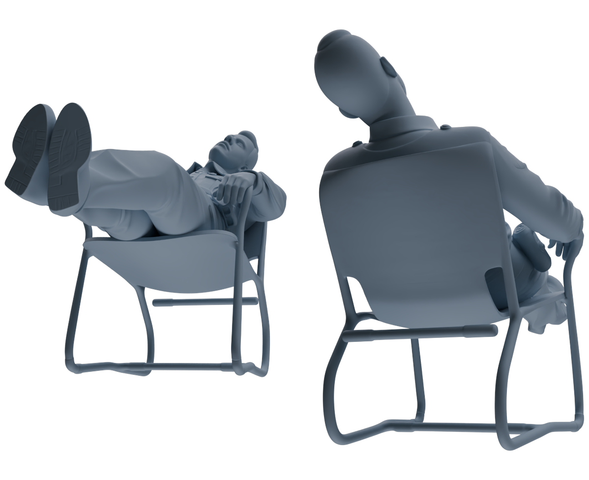 Detail view of MRY-SFW LYGR679 Los Angeles Patrol Police Six-Person Rest Group Model