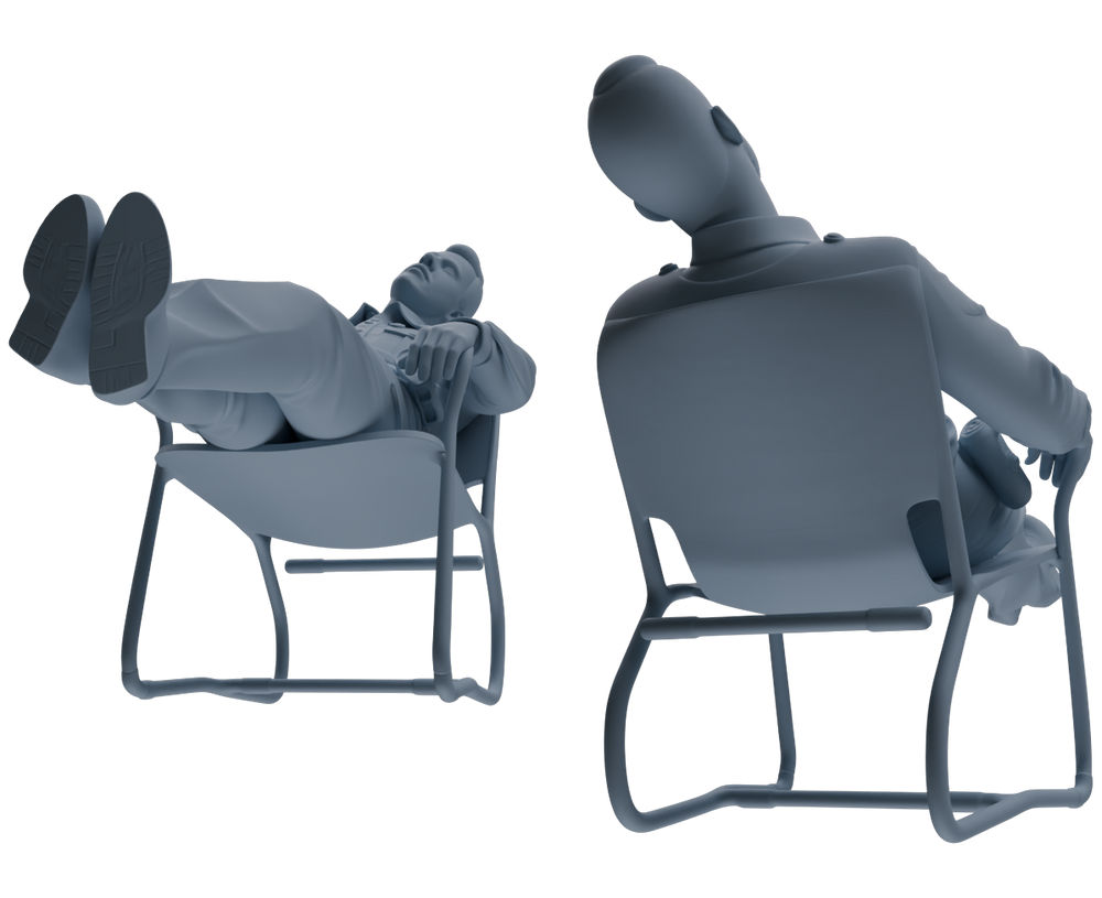 Detail view of MRY-SFW LYGR679 Los Angeles Patrol Police Six-Person Rest Group Model