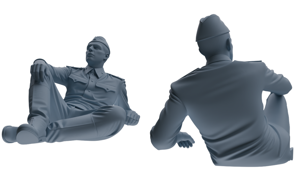 Detail view of MRY-SFW LYGR734 WWII Soviet Army War Scene Seven-Person Rest Group Model