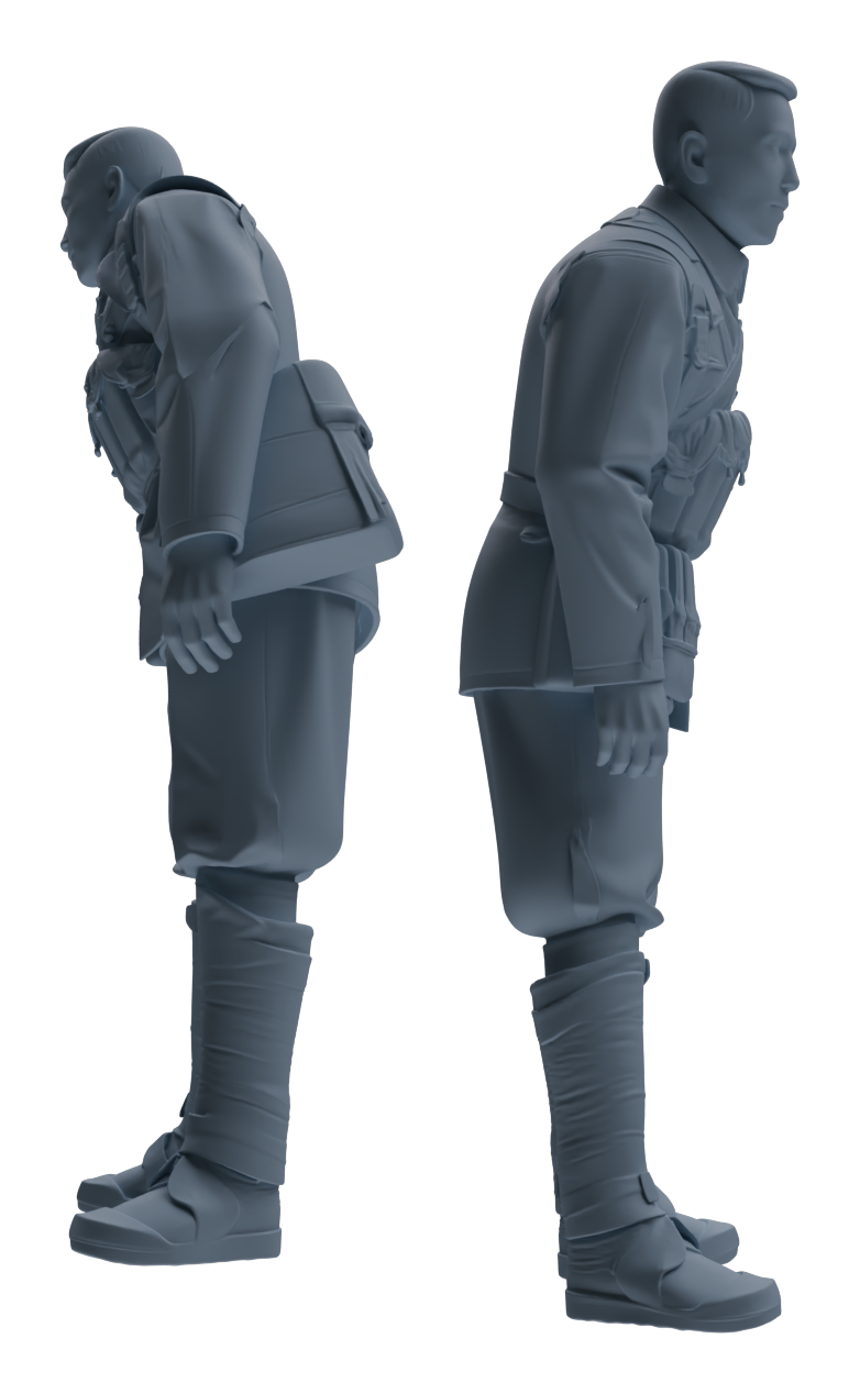 Detail view of MRY-SFW LYGR607 Historical People's Liberation Army Six-Person Daily Routine 2 Model