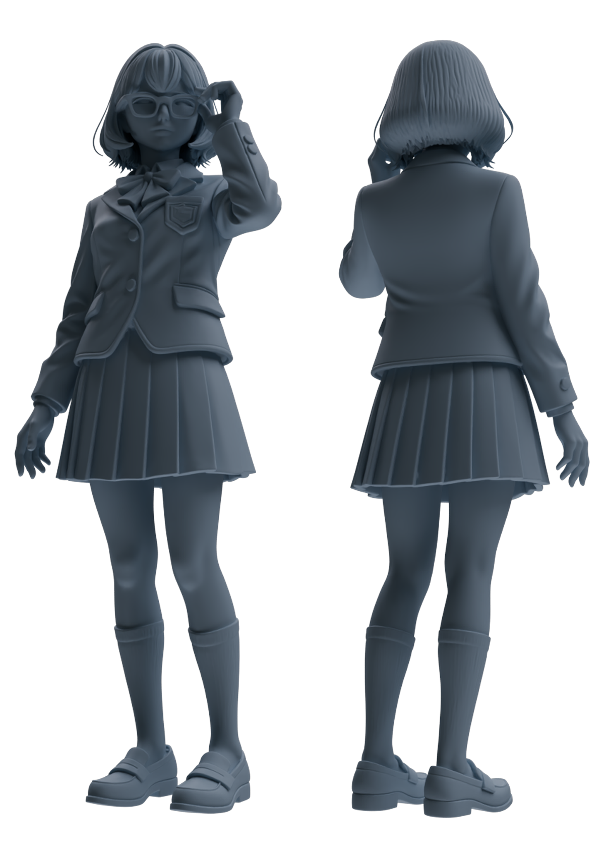 Detail view of MRY-SFW LYTR848 JK Uniform School Girl Figure Modern Model 4 pcs Miniature Car Diorama Figures Scene Props Accessories Resin Model