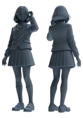 Detail view of MRY-SFW LYTR848 JK Uniform School Girl Figure Modern Model 4 pcs Miniature Car Diorama Figures Scene Props Accessories Resin Model